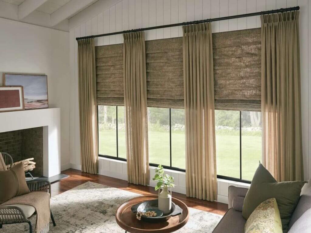 Graber Artisan Looped Roman Shades Living Room