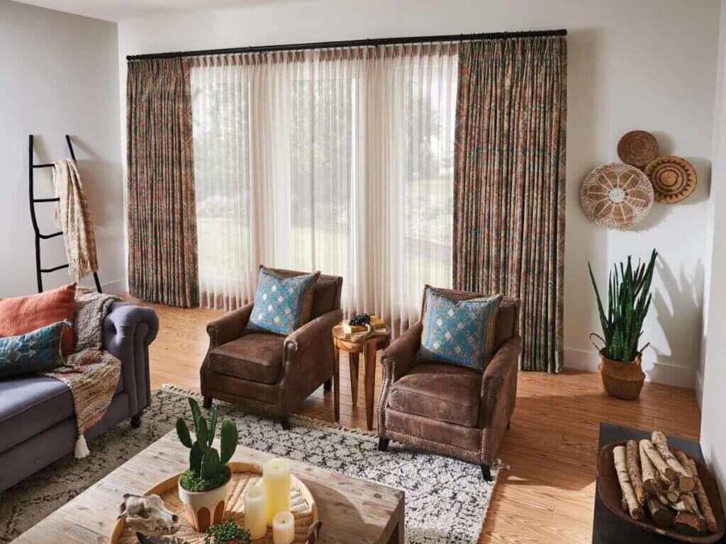Layering sheer curtains with heavier drapery panels offers flexibility in light filtering and privacy.