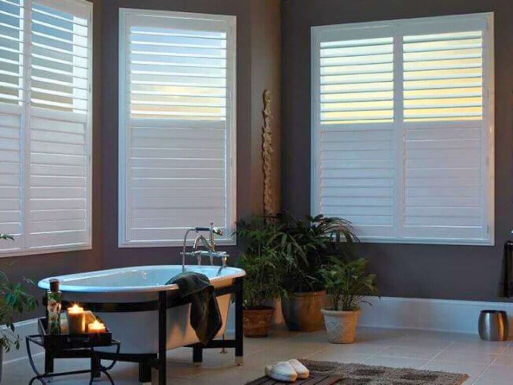 Alta plantation shutters in the bathroom