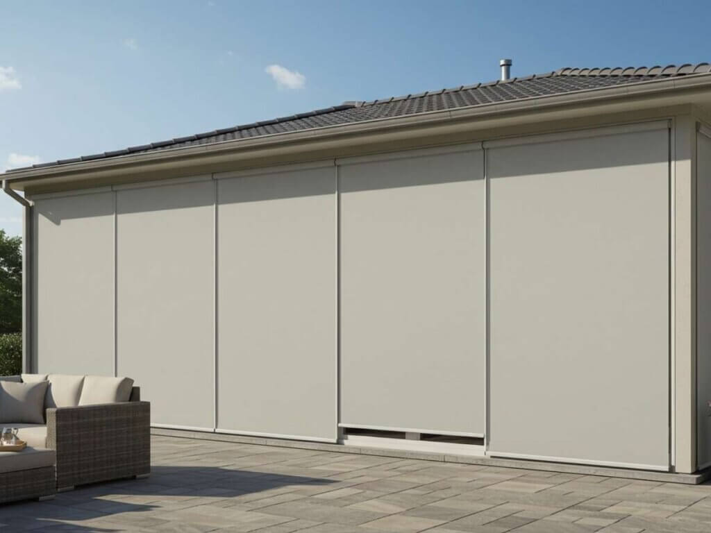 solar shades on a patio