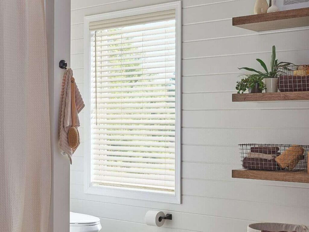 Graber Faux Wood Blinds in Bathroom