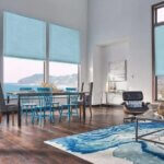 Graber Teal Cellular Shades in Dining Area