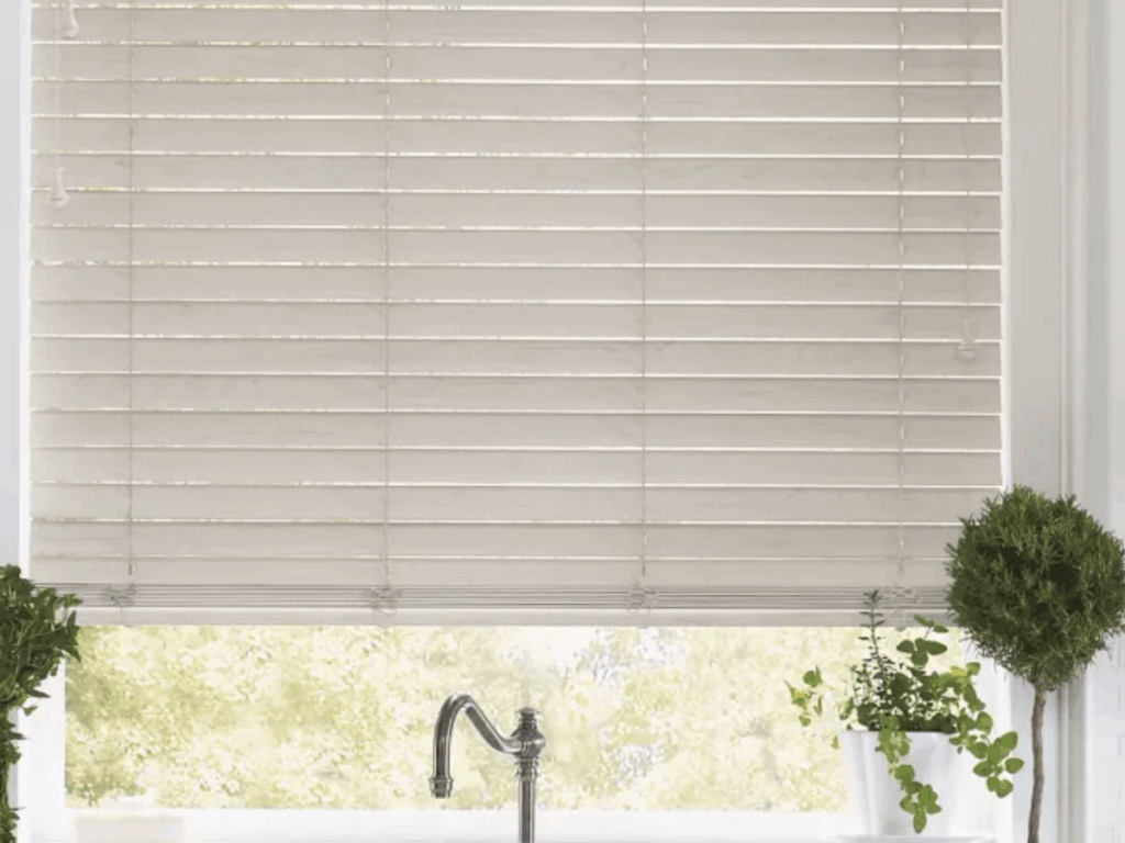 Hunter Douglas Faux Wood Blinds in Bathroom